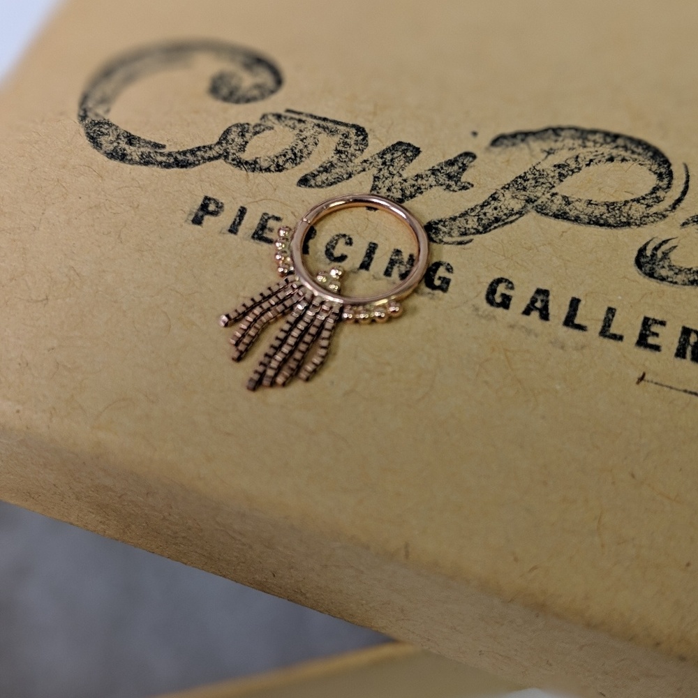 BVLA 14k rose gold Calliope ring 5/16 18g NEW